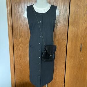 Talbots Charcoal Gray Button Up Jumper Size 10